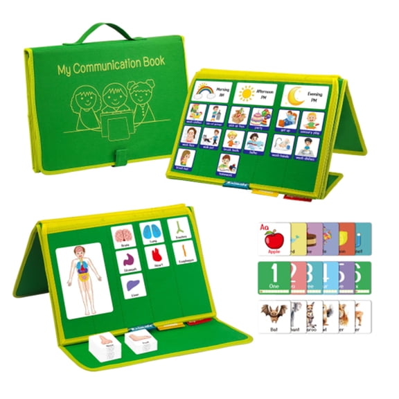Godery Pecs Visual Communication Book, Communication Board for Nonverbal Kids, 203 Organ Counting Animals Communication Cards, Autism Speech Therapy Materials, Toddler Behavior Book for Home School