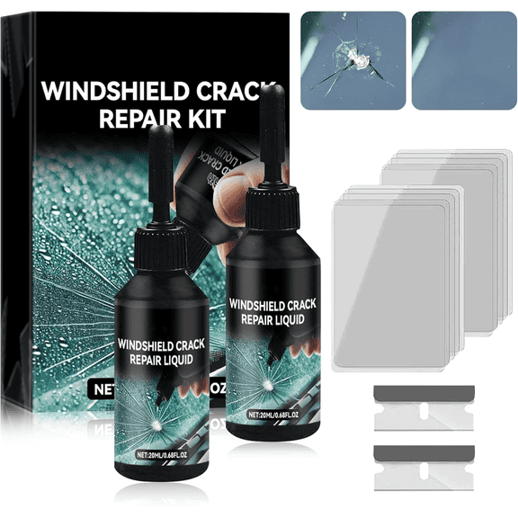 Godewogo Windshield Crack Repair Kit, 2026 New Glass Crack Repair Kit, Advanced Glass Repair Liquid Windshield Fragment and Crack Repair Kit, Quick Repair Windshield and Glass Repair Tool,2*pcs