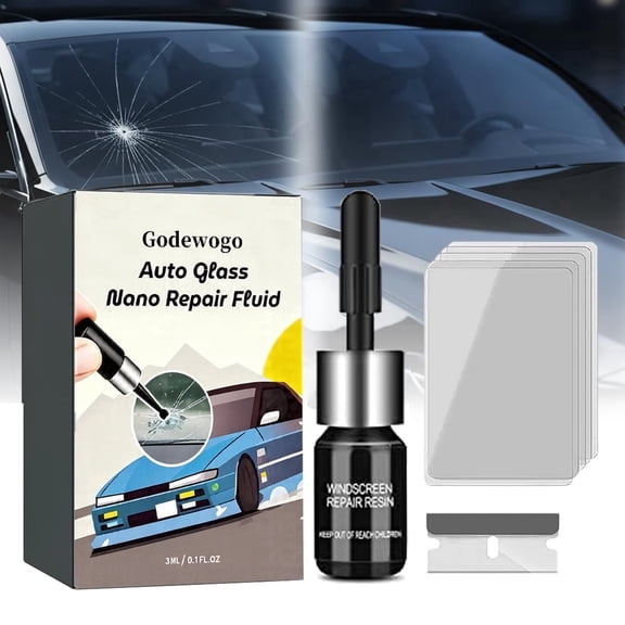 Godewogo Windshield Repair Kit Nano UV Liquid – Instant Crack Fix, Save Cost & Time, Complete Kit with Curing Film & Blade,Blue,1