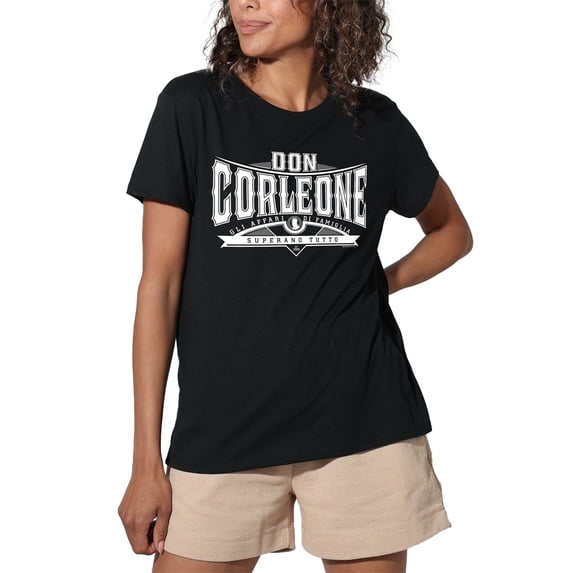 Godfather Don Corleone Text Women's Loose T-Shirt, Black, 2X-Large