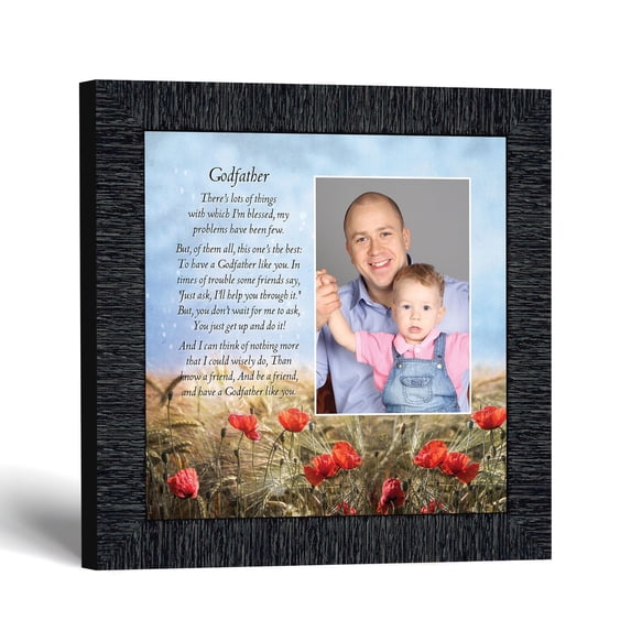 Godfather Gift Picture Frame, Baptism Keepsake with Photo Opening