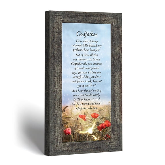 Godfather Picture Frame, Godparent Poem Keepsake for Baptism Gifts