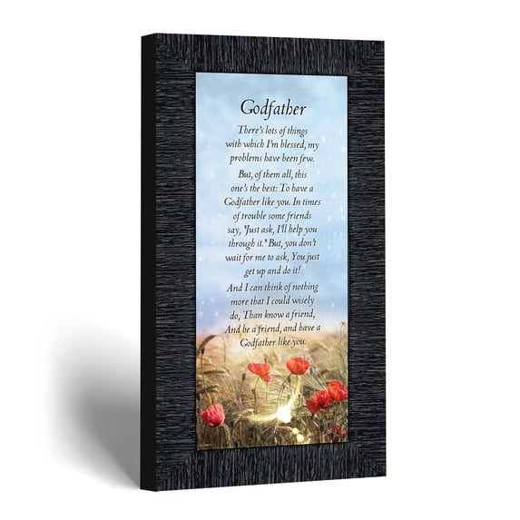 Godfather Picture Frame, Godparent Poem Keepsake for Baptism Gifts