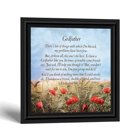 Godfather Picture Frame, Godparent Poem Keepsake for Baptism Gifts