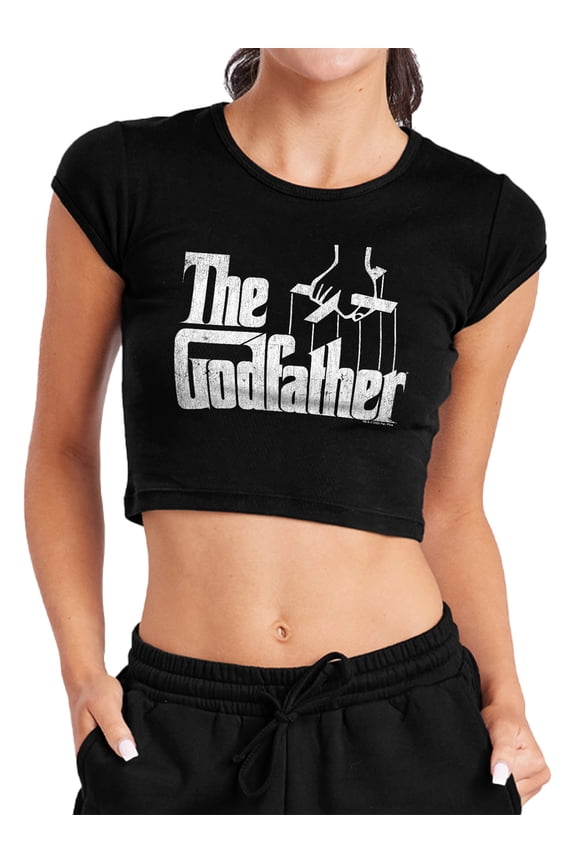 Logo Women's Cap Sleeve Baby Rib Crop Top, Black, X-Large