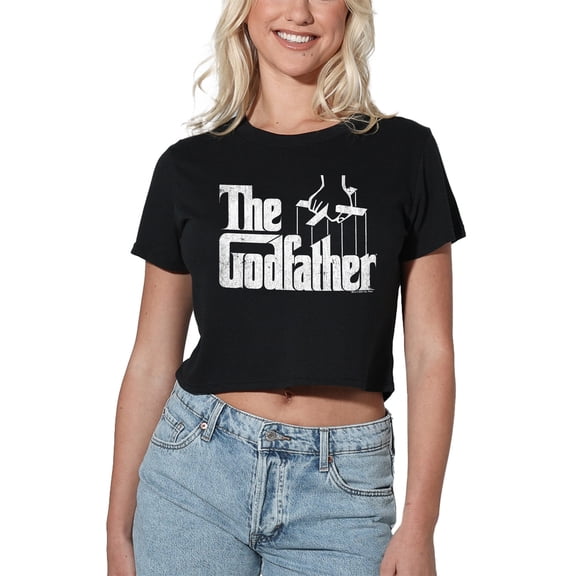 Godfather Logo Women's Crop Top T-Shirt, Black, Large