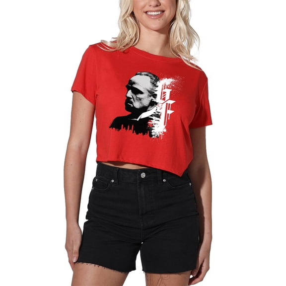 Godfather Spray Women's Crop Top T-Shirt, Red, X-Large
