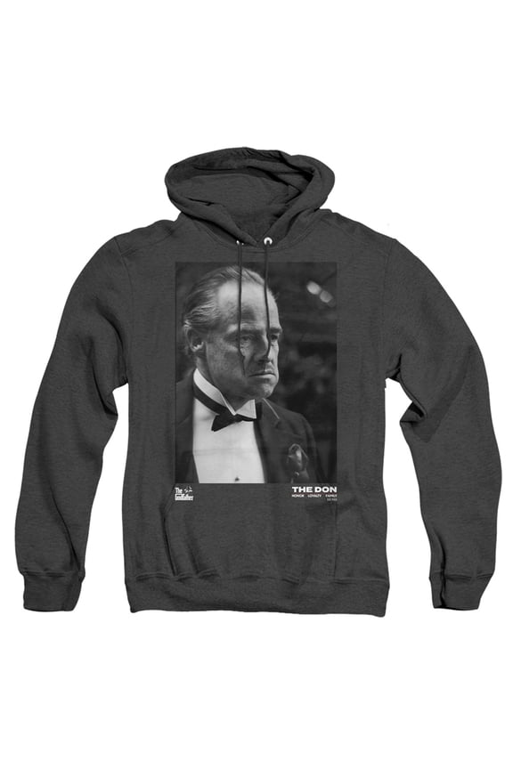 Godfather The Don Photo Unisex Adult Pull-Over Heather Hoodie, Black Heather, Small
