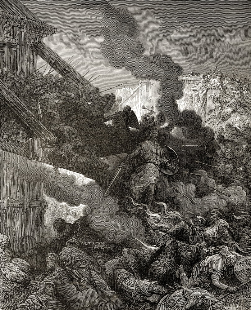 Godfrey Enters Jerusalem First Crusade 1099 Canvas Art - Ken Welsh Design Pics (26 x 32)