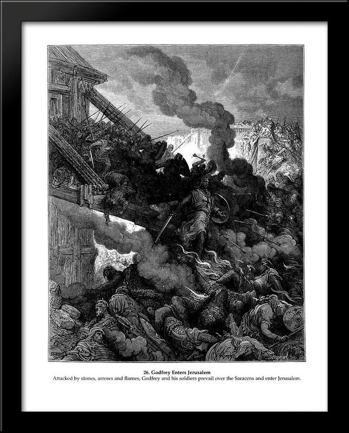 Godfrey enters Jerusalem 28x36 Large Black Wood Framed Print Art by