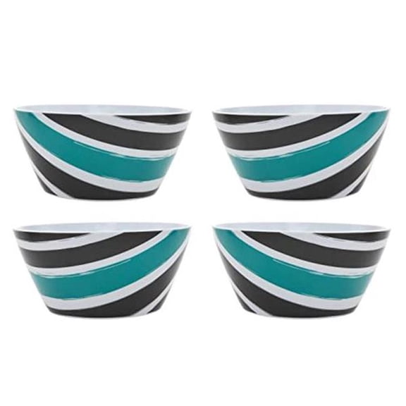 Godinger 12562 Teal Striped Bowls - Set of 4