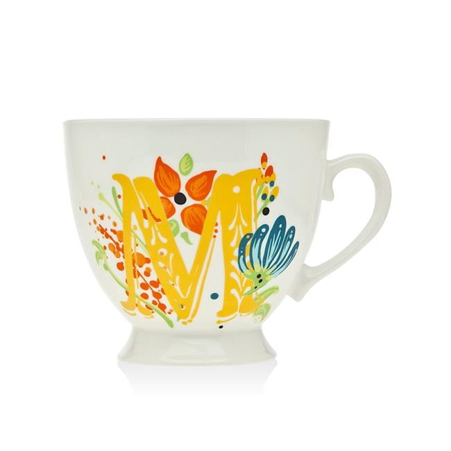 Godinger 16 oz Flower Mono M Footed Mug - Walmart.com