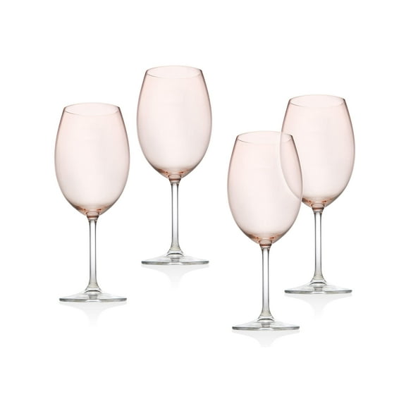Godinger Wine Glasses, Stemmed Wine Glass Goblet Beverage Cups - Meridian Blush, 12oz - Set of 4