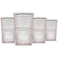 thumbnail image 1 of Godinger Highball Drinking Glasses, Tall Glass Cups, Vintage Decor, Water Glasses, Cocktail Glasses - Claro Collection, 12oz, Pink, Set of 4, 1 of 1