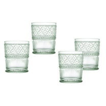 Godinger Old Fashioned Whiskey Glasses, Drinking Glasses, Vintage Decor, Glass Cups, Water Glasses, Cocktail Glasses - Claro Collection, 12oz, Green, Set of 4