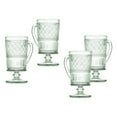 thumbnail image 1 of Godinger Glass Coffee Mugs, 12 oz, Green, Set of 4, Claro Collection, Coffee Cups with Handle, Vintage Decor, Microwave Safe, Reusable, 1 of 1