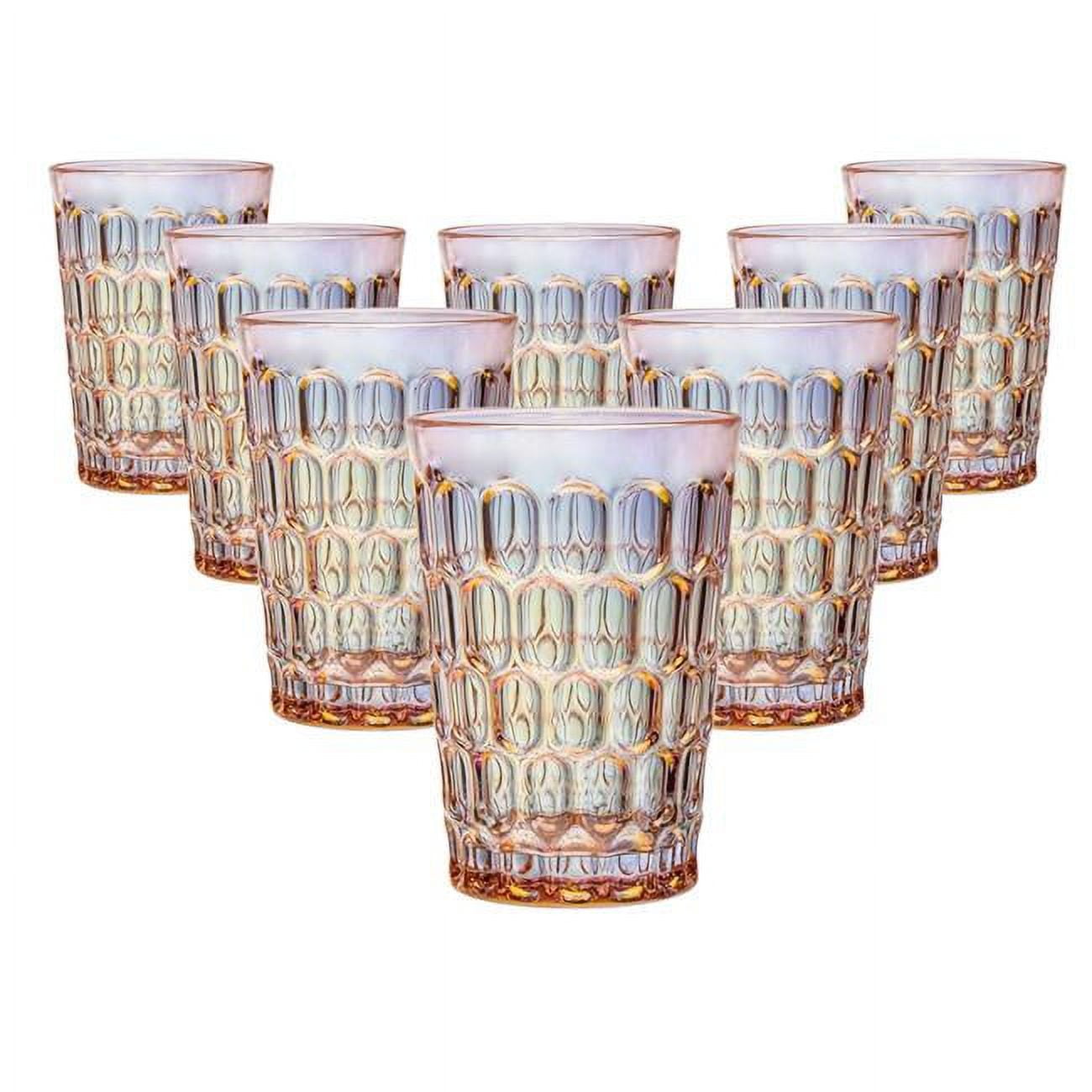 Godinger 27987 Rex High Ball Drinking Glasses, Pink Set of 8