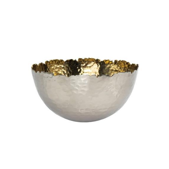 Godinger Serving Bowl, Fruit Bowl, Soup Bowl, Candy Bowl, Nickel and Gold, 6.5in