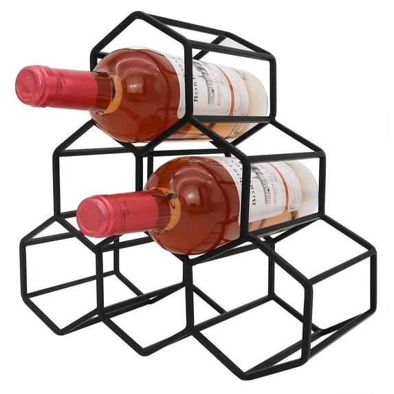 Godinger Wine Rack, 6 Wine Bottle Storage Holder, Metal Countertop Stand for Wine Bottles