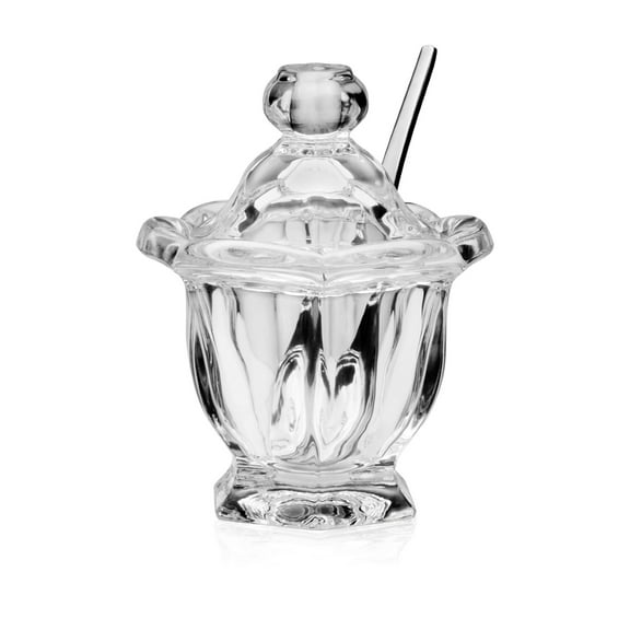 Godinger Windsor Jam/Honey Jar with Spoon, Clear
