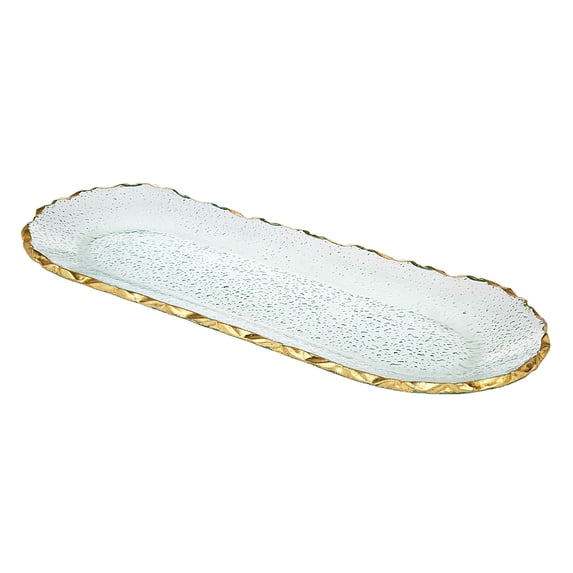 Godinger Harper Oval Serving Tray Platter - Gold Trimmed