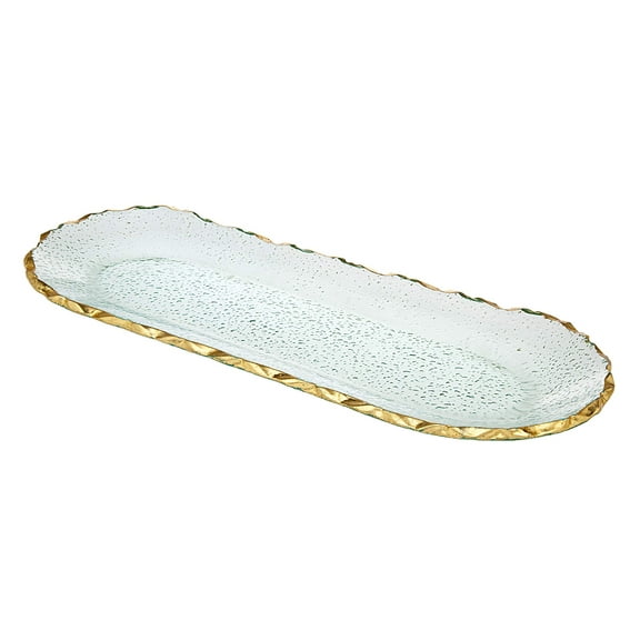 Godinger Harper Oval Serving Tray Platter - Gold Trimmed