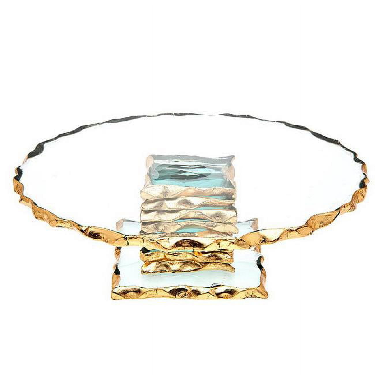 Harper 9" Gold Rimmed Glass Cake Stand
