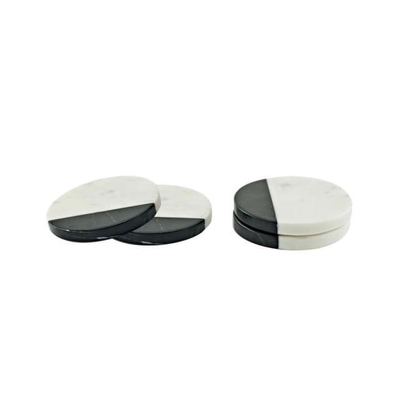 Godinger 50686 Checker Stone Coasters - Set of 4