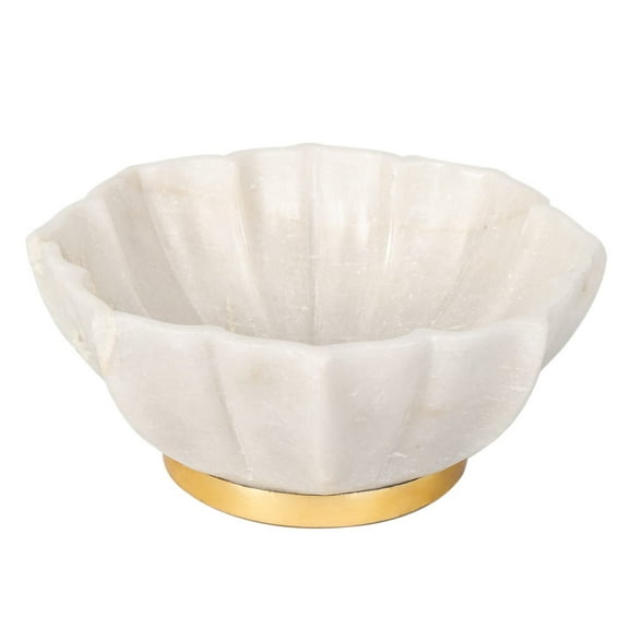 Godinger Marble Serving Bowl, Serving Bowl, Dessert Bowl, Salad Bowl, Appetizer Bowl with Gold Base, 7.5in
