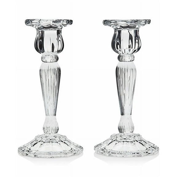 Godinger 15783 7 in. Triumph Lead Crystal Candlestick - Set of 2