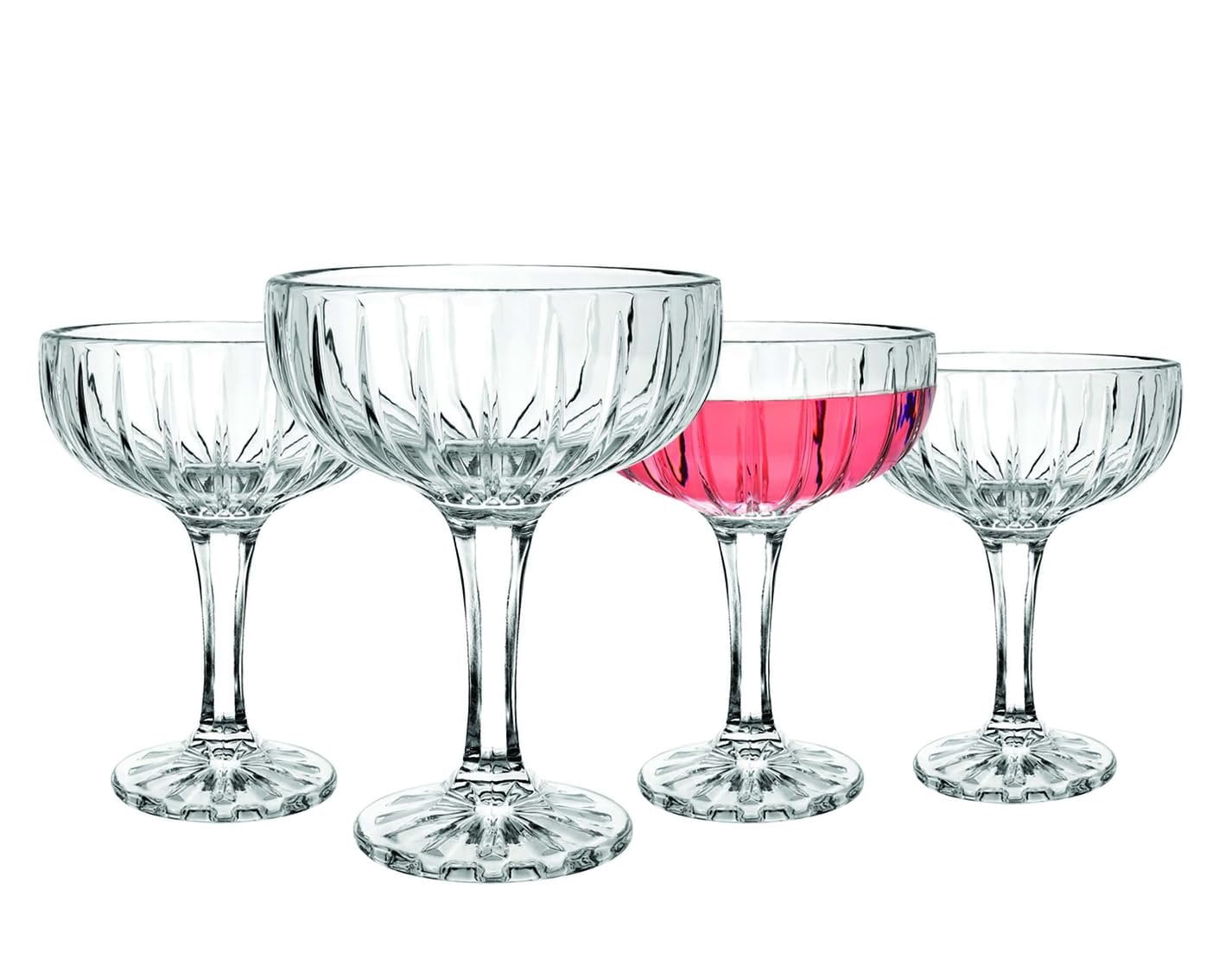 Godinger Wine Glasses, Martini Glasses, Coupe Glasses, Stem Glasses - 8oz - Stemware for Champagne and Cocktails, Set of 4