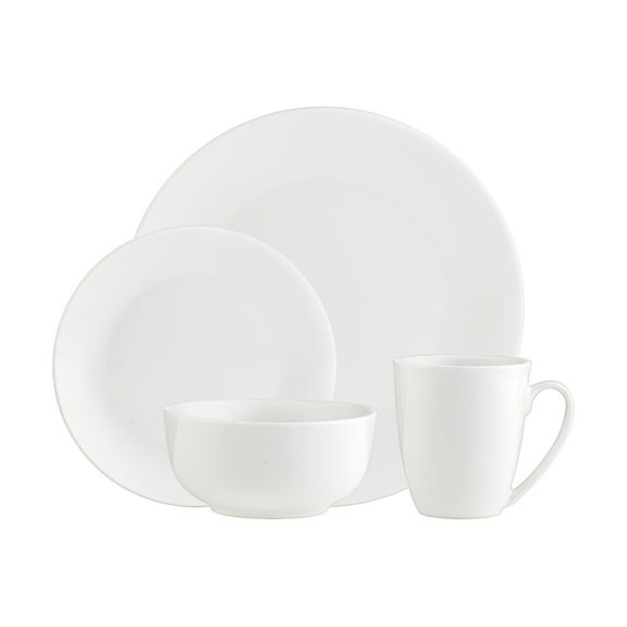 Godinger Dinnerware Set, Porcelain Plates Bowls and Mugs, Service for 4 16 Piece Set