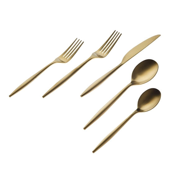 Godinger Flatware Set, Matte Gold Cutlery Set, Milano - 20 Piece Set