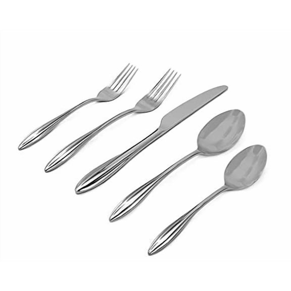 Godinger 20 Piece Flatware Set with 4 Dinner Forks, 4 Salad Forks, 4 Tablespoons, 4 Teaspoons and Knifes, 18/0 Stainless Steel Unica, Set of 4