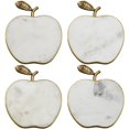 thumbnail image 1 of Godinger Apple Coasters, Set of 4, White Marble with Stainless Steel Accents, Modern Home Decor and Gift for Housewarming, Christmas, Anniversary, 1 of 1