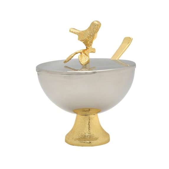 Godinger Bird Bowl On Base with Lid & Spoon