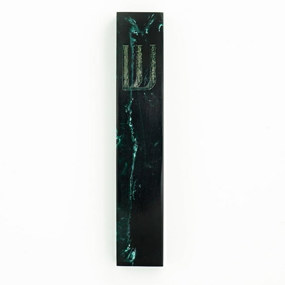 Godinger Black Resin Mezuzah with Gold Hebrew Shin - Handcrafted Design, for Housewarmings, Weddings, and Religious Celebrations