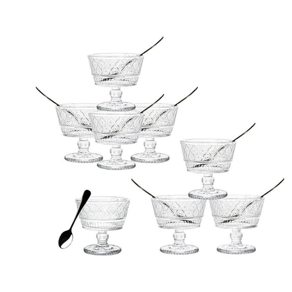 Godinger Mini Trifle Tasters Dessert All Purpose Serving Bowls with Spoons - Claro - Set of 8