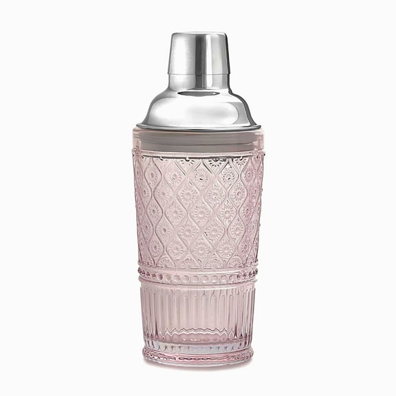Godinger Cocktail Shaker, Martini Shaker, Glass Cocktail Shaker, Vintage Decor - 17oz, Claro Collection, Blush