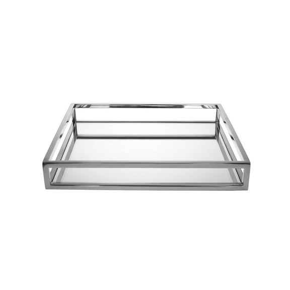 Godinger Decorative Tray, Perfume Tray, Vanity Tray, Square Home Decor Tray - Aspen Collection, Silver, 10"x10"