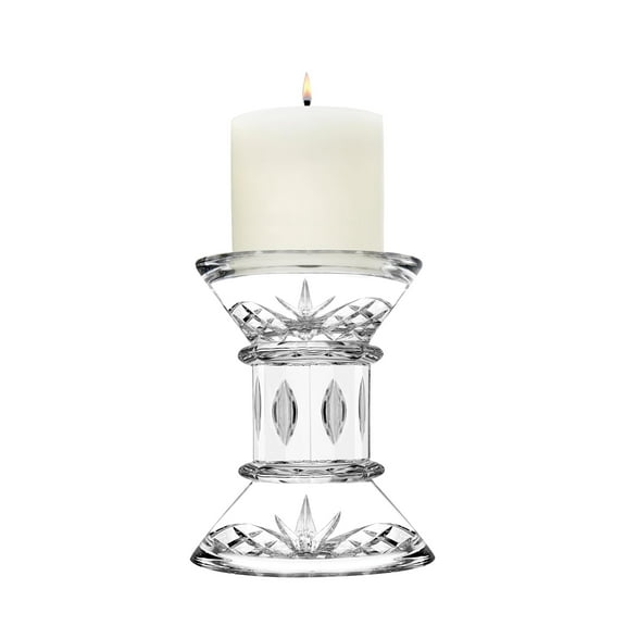 Godinger Pillar Candle and Candleholder Set, Candlestick Holder, Crystal Candle Stand, Candle Holders, Includes Pillar Candle - Dublin Collection