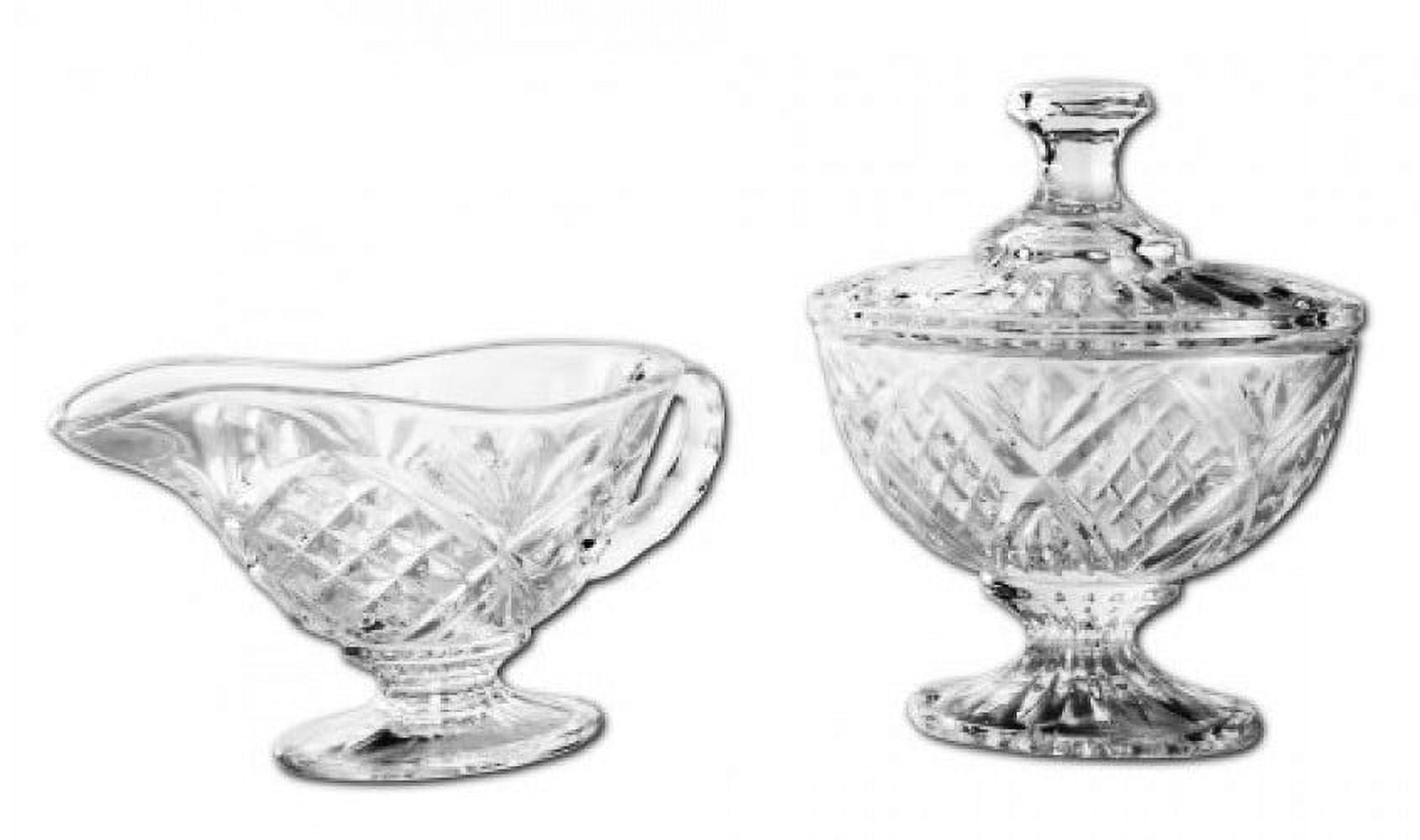 Dublin Clear Crystal Sugar Holder and Creamer Set