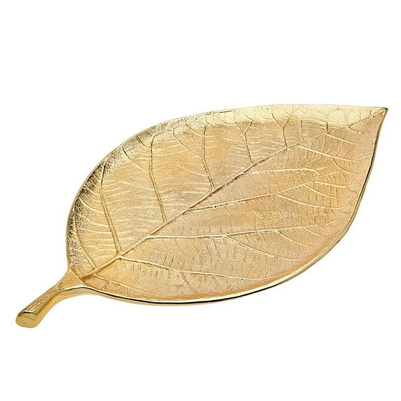 Godinger Gold Leaf Decorative Serving Tray for Appetizers, Desserts, Hors D'vour Dish - Medium