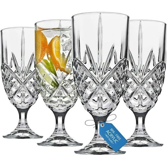 Godinger Iced Tea Beverage Glasses, Shatterproof and Reusable Acrylic - Dublin Collection, Set of 4