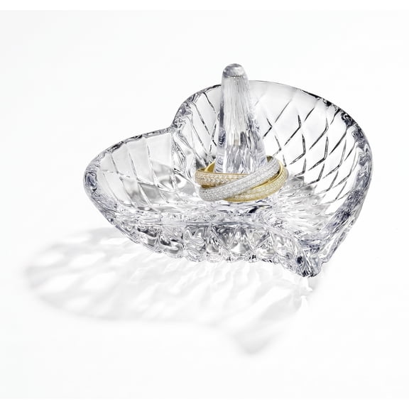 Godinger Jewelry Ring Holder, Curve Heart Shape Crystal Dish, Valentines Day Gifts for Her , Multicolor, 1 Count