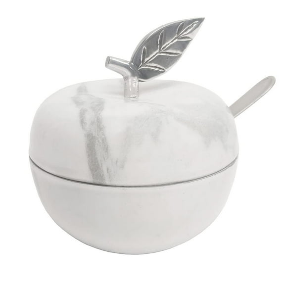 Godinger Apple Honey Dish Jam Jar - White Marble