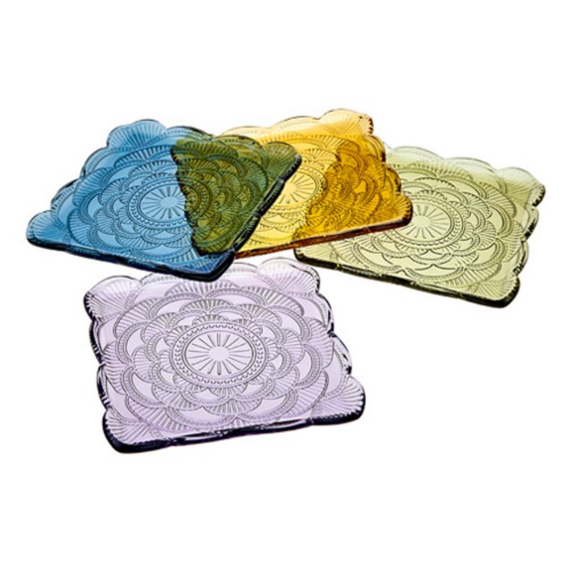 Godinger Marcella Square Dessert Plates Set of 4 Assorted Colors