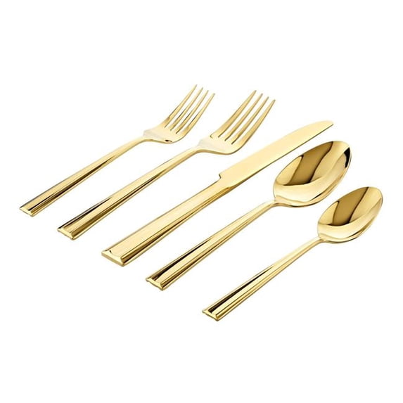 Godinger Plait Mirrored 18-0 Stainless Steel Flatware Set, Gold - 20 Piece