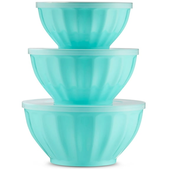 Godinger Mixing Bowls with Lids, Plastic Nesting Bowls Set, Food Storage Bowls, Microwave Safe Mixing Bowl Set, 3 Bowls 3 Lids