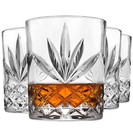 Godinger Old Fashioned Whiskey Glasses, Drinking Glasses for Scotch, Cocktails, Water, Juice - Set of 4